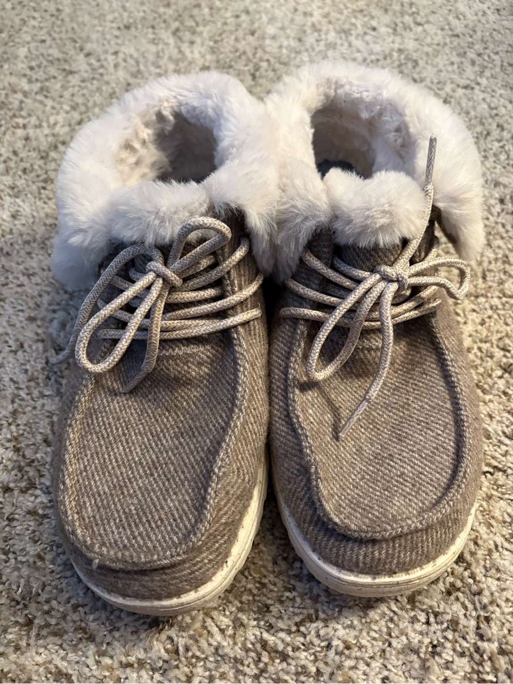 Hey Dude Taupe Slip-On Furry Lined Shoes